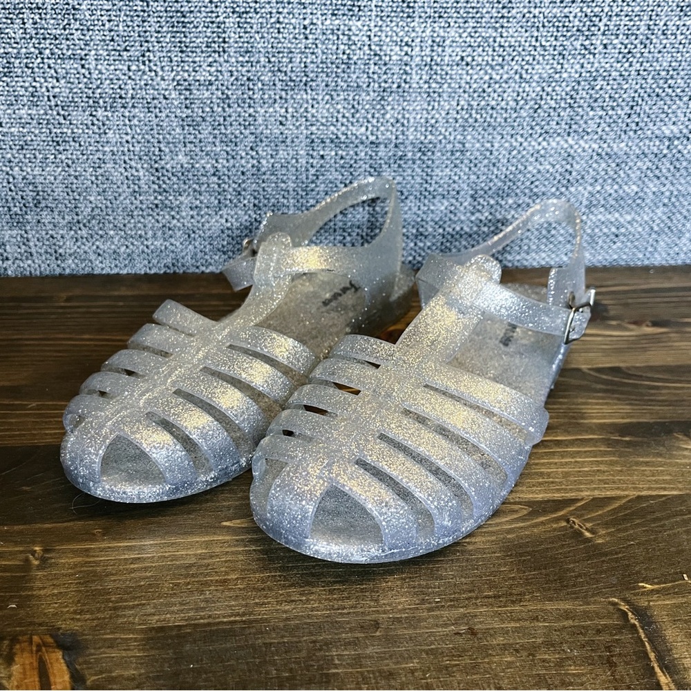 Silver Glitter Jelly Sandals - Size 6